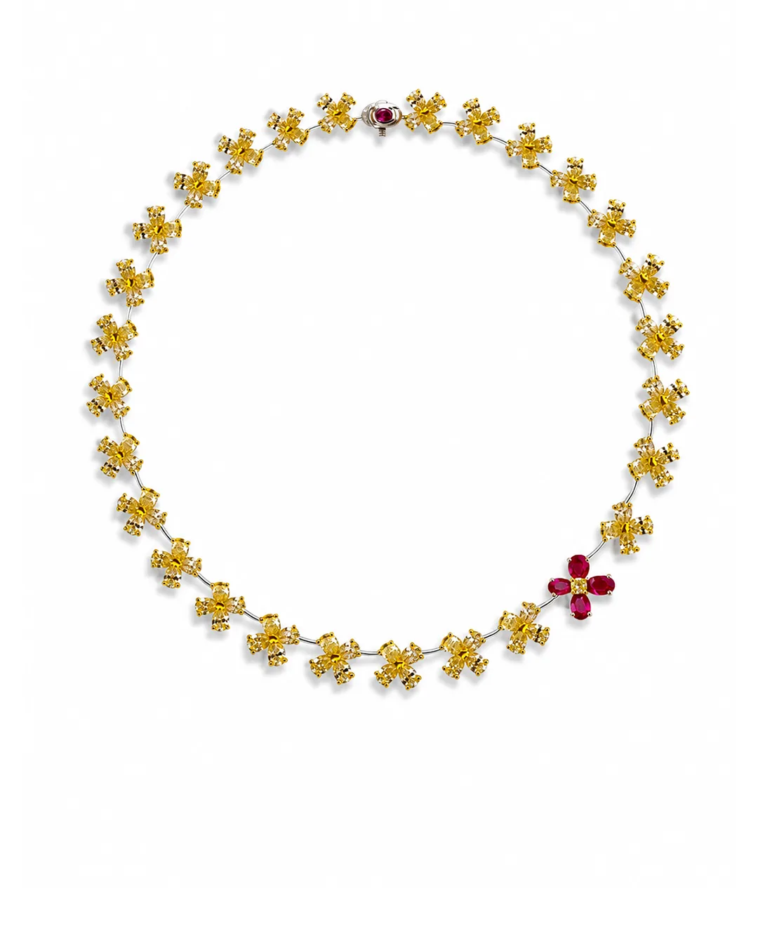 Aurora Yellow Diamond and Ruby Necklace