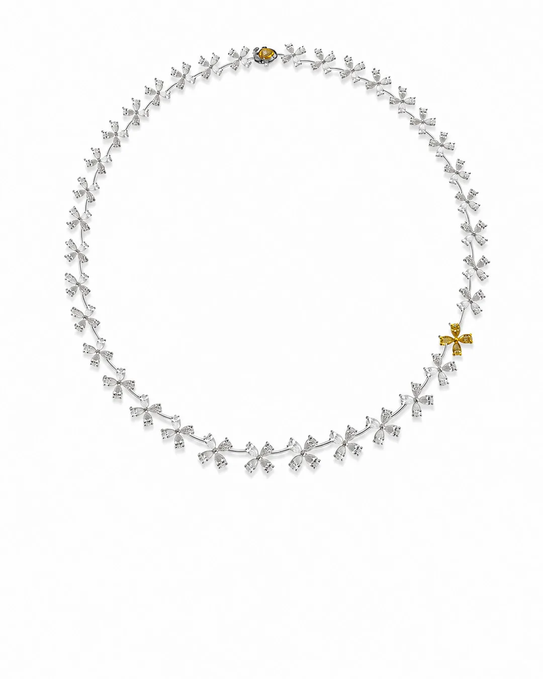 Aurora White and Yellow Diamond Necklace